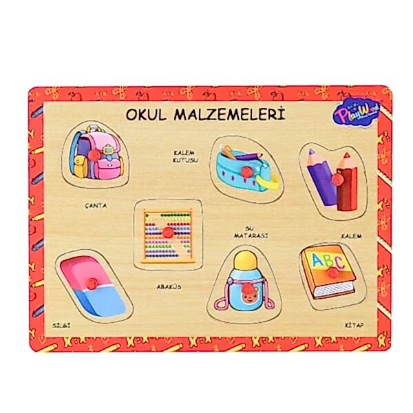 ONY-196-197 Ahşap Tutmalı Okul Malzemeleri -Onyıl Oyuncak
