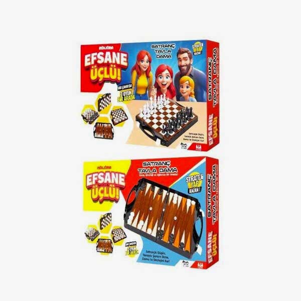 23148 ÇANTALI 3LÜ SET SATRANÇ TAVLA DAMA