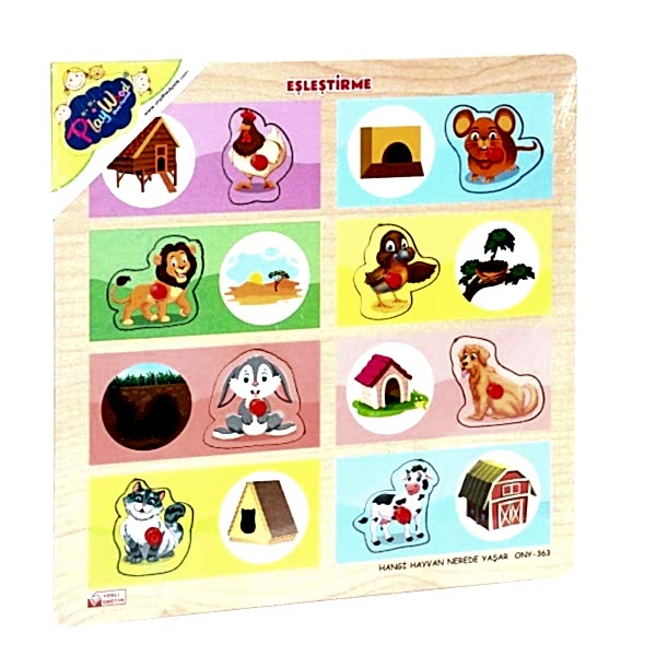 ONY-363-364 Ahşap Tutmalı Eşleştirme Hangi Hayvan Nerede Yaşar -Onyıl