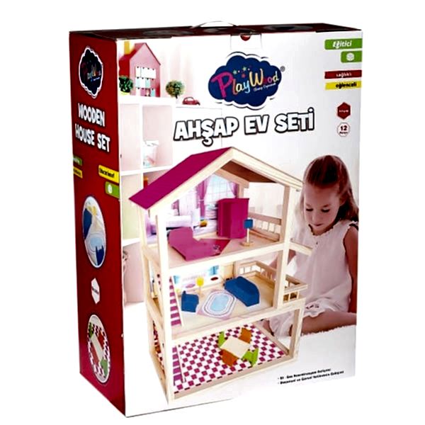 ONY-398 Büyük Ahşap Ev Seti -Onyıl Oyuncak
