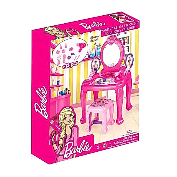 1609 Barbie Ayaklı Makyaj Masası ve Sandalye Seti - Dolu