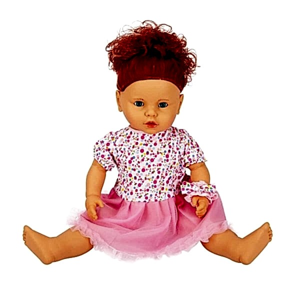 1060011 Lila Sesli Saçlı Et Bebek 60 cm