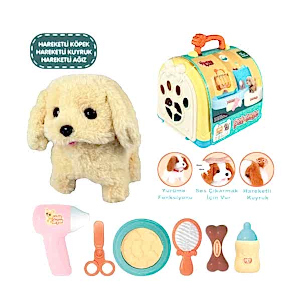 JND-3615 Taşıma Çantalı Hareketli Pilli Köpek Set (Pet Shop) -Vardem Oyuncak