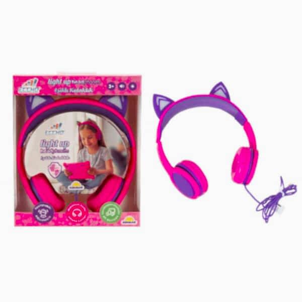S00091067 -SUN-GLE-ECH-KULAKLIK KABLOLU KEDİ ŞKL.IŞIKLI PEMBE-MOR