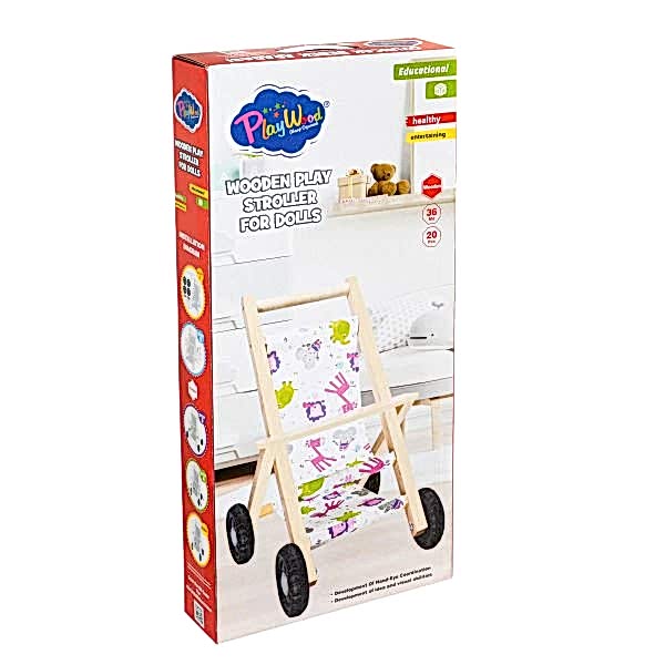 ONY-386 Ahşap Oyuncak Bebek Arabası -Onyıl