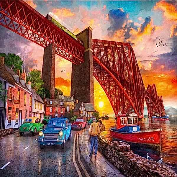 22039 PUZZLE 1500 FORTH BRİDGE AT SUNSET LİFE UNDER THE BRİDGE