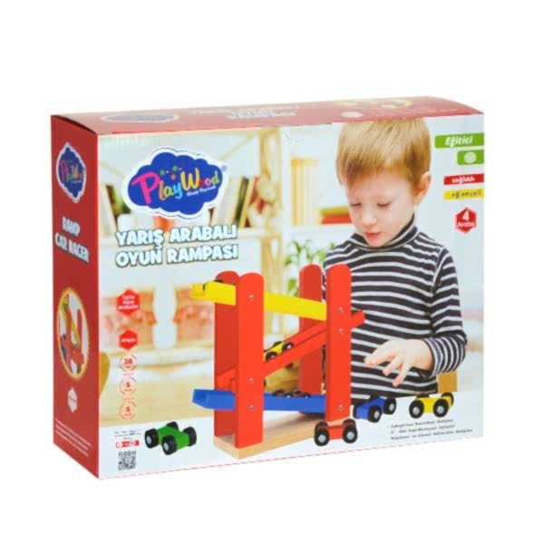 ONY-382 PlayWood  Ahşap Yarış Arabalı Oyun Rampası-Onyıl