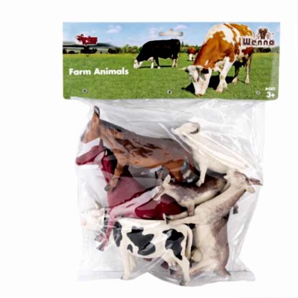 SH-9001-Vardem Poşetli 6Pcs 8 İnch  Çiftlik Hayvan ve Dinozor Set