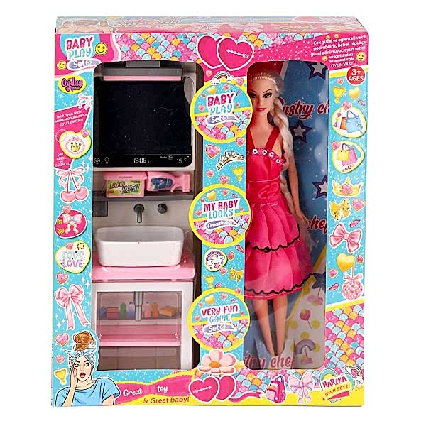 OYD-02390 Bebek ve Aynalı Lavabo Oyun Seti -Oydaş Oyuncak