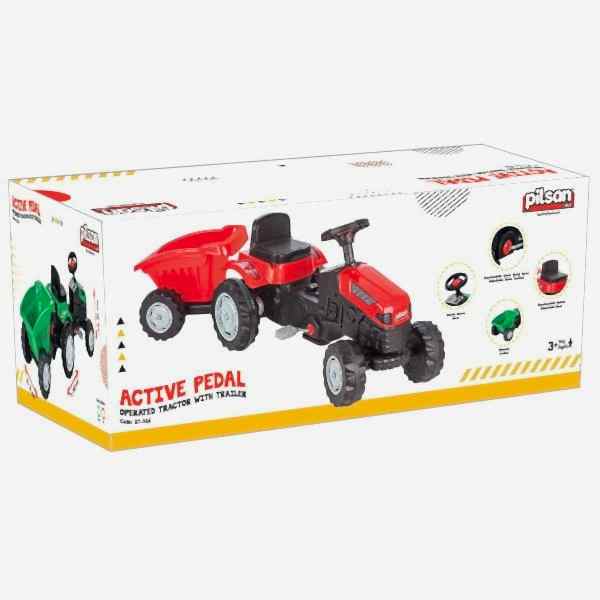 07 316 Active Römorklu Traktör Pedallı Yeşil -Pilsan Oyuncak