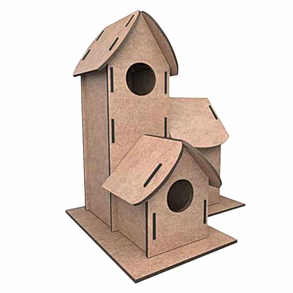 5269 Kumtoys Boyanabilir 3'lü Kuş Evi - Bird House